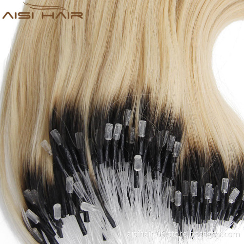 Aisi Hair 8A Grade Cheap Price Keratin Blonde 613 Malaysia Hair  Micro Loop Ring Human Hair Extension for Sale
